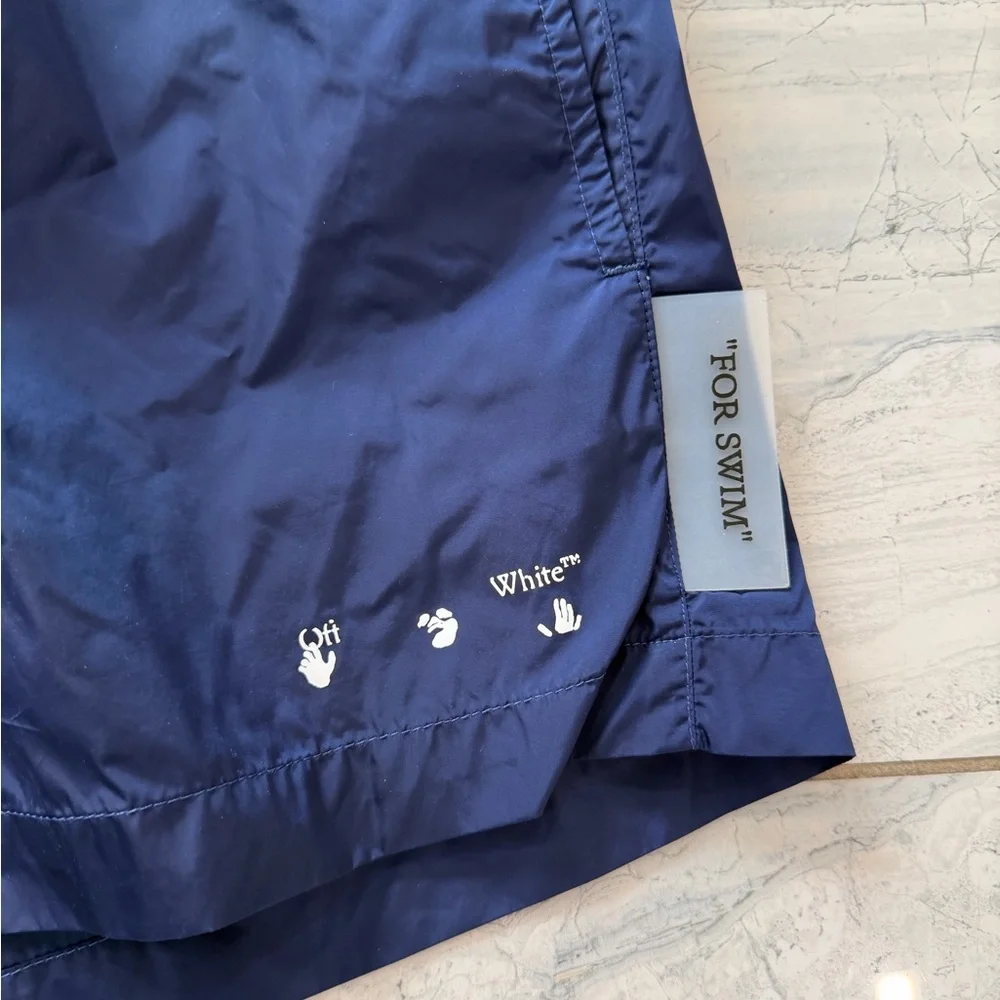 Off-White Navy Swim Shorts - Picture 2 of 6